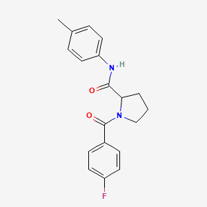 molecular formula C19H19FN2O2 B6116584 1-(4-fluorobenzoyl)-N-(4-methylphenyl)prolinamide 