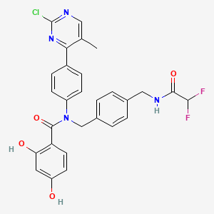 molecular formula C28H23ClF2N4O4 B611661 N-[4-(2-氯-5-甲基嘧啶-4-基)苯基]-N-(4-{[(二氟乙酰)氨基]甲基}苄基)-2,4-二羟基苯甲酰胺 CAS No. 1684386-71-7