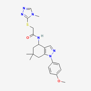 molecular formula C21H26N6O2S B6116617 N-[1-(4-methoxyphenyl)-6,6-dimethyl-4,5,6,7-tetrahydro-1H-indazol-4-yl]-2-[(4-methyl-4H-1,2,4-triazol-3-yl)thio]acetamide 