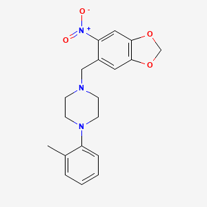 molecular formula C19H21N3O4 B6116625 1-(2-methylphenyl)-4-[(6-nitro-1,3-benzodioxol-5-yl)methyl]piperazine 