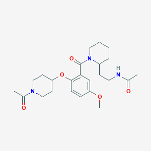 molecular formula C24H35N3O5 B6116705 N-[2-(1-{2-[(1-acetyl-4-piperidinyl)oxy]-5-methoxybenzoyl}-2-piperidinyl)ethyl]acetamide 