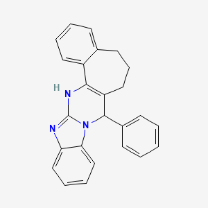 molecular formula C25H21N3 B6116739 8-phenyl-6,7,8,15-tetrahydro-5H-benzo[6',7']cyclohepta[1',2':4,5]pyrimido[1,2-a]benzimidazole 
