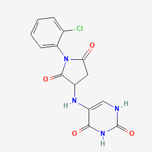 molecular formula C14H11ClN4O4 B6116754 5-{[1-(2-chlorophenyl)-2,5-dioxo-3-pyrrolidinyl]amino}-2,4(1H,3H)-pyrimidinedione 