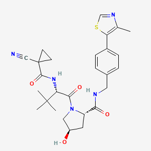 molecular formula C27H33N5O4S B611678 (2S,4R)-1-((S)-2-(1-cyanocyclopropane-1-carboxamido)-3,3-dimethylbutanoyl)-4-hydroxy-N-(4-(4-methylthiazol-5-yl)benzyl)pyrrolidine-2-carboxamide CAS No. 2097381-85-4