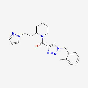 molecular formula C21H26N6O B6116790 1-{[1-(2-methylbenzyl)-1H-1,2,3-triazol-4-yl]carbonyl}-2-[2-(1H-pyrazol-1-yl)ethyl]piperidine 