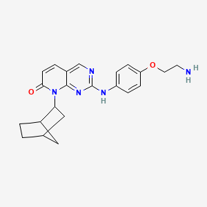 molecular formula C22H25N5O2 B611681 2-[4-(2-Aminoethoxy)anilino]-8-(2-bicyclo[2.2.1]heptanyl)pyrido[2,3-d]pyrimidin-7-one CAS No. 1430218-51-1