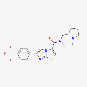 molecular formula C20H21F3N4OS B6116811 N-methyl-N-[(1-methyl-2-pyrrolidinyl)methyl]-6-[4-(trifluoromethyl)phenyl]imidazo[2,1-b][1,3]thiazole-3-carboxamide 