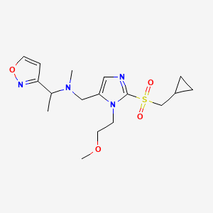 molecular formula C17H26N4O4S B6116833 N-{[2-[(cyclopropylmethyl)sulfonyl]-1-(2-methoxyethyl)-1H-imidazol-5-yl]methyl}-1-(3-isoxazolyl)-N-methylethanamine 