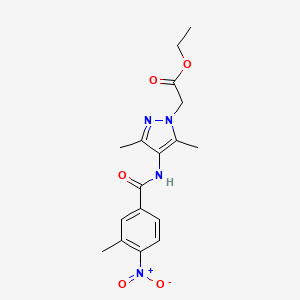 molecular formula C17H20N4O5 B6116850 ethyl {3,5-dimethyl-4-[(3-methyl-4-nitrobenzoyl)amino]-1H-pyrazol-1-yl}acetate 