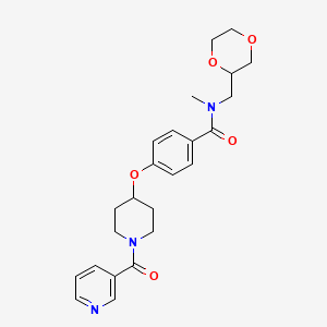 molecular formula C24H29N3O5 B6116857 N-(1,4-dioxan-2-ylmethyl)-N-methyl-4-{[1-(3-pyridinylcarbonyl)-4-piperidinyl]oxy}benzamide 
