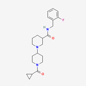 molecular formula C22H30FN3O2 B6116860 1'-(cyclopropylcarbonyl)-N-(2-fluorobenzyl)-1,4'-bipiperidine-3-carboxamide 