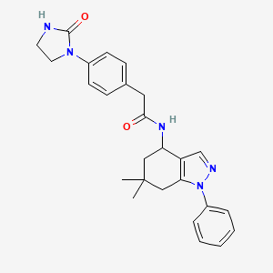 molecular formula C26H29N5O2 B6116870 N-(6,6-dimethyl-1-phenyl-4,5,6,7-tetrahydro-1H-indazol-4-yl)-2-[4-(2-oxo-1-imidazolidinyl)phenyl]acetamide 