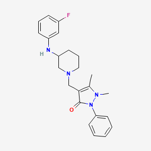 molecular formula C23H27FN4O B6116878 4-({3-[(3-fluorophenyl)amino]-1-piperidinyl}methyl)-1,5-dimethyl-2-phenyl-1,2-dihydro-3H-pyrazol-3-one 