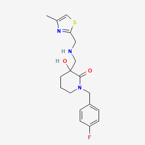 molecular formula C18H22FN3O2S B6116939 1-(4-fluorobenzyl)-3-hydroxy-3-({[(4-methyl-1,3-thiazol-2-yl)methyl]amino}methyl)-2-piperidinone 