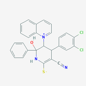 molecular formula C27H19Cl2N3OS B6116941 3-cyano-4-(3,4-dichlorophenyl)-6-hydroxy-6-phenyl-5-quinolinium-1-yl-1,4,5,6-tetrahydropyridine-2-thiolate 