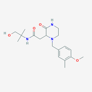 molecular formula C19H29N3O4 B6116948 N-(2-hydroxy-1,1-dimethylethyl)-2-[1-(4-methoxy-3-methylbenzyl)-3-oxo-2-piperazinyl]acetamide 
