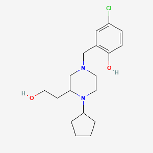 molecular formula C18H27ClN2O2 B6116976 4-chloro-2-{[4-cyclopentyl-3-(2-hydroxyethyl)-1-piperazinyl]methyl}phenol 