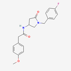 molecular formula C20H21FN2O3 B6116989 N-[1-(4-fluorobenzyl)-5-oxo-3-pyrrolidinyl]-2-(4-methoxyphenyl)acetamide 