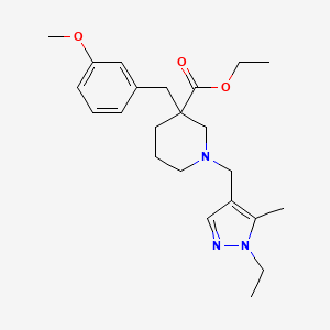 molecular formula C23H33N3O3 B6117058 ethyl 1-[(1-ethyl-5-methyl-1H-pyrazol-4-yl)methyl]-3-(3-methoxybenzyl)-3-piperidinecarboxylate 