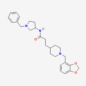molecular formula C27H35N3O3 B6117072 3-[1-(1,3-benzodioxol-4-ylmethyl)-4-piperidinyl]-N-(1-benzyl-3-pyrrolidinyl)propanamide 