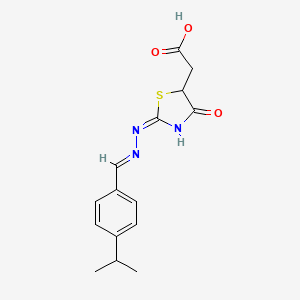 molecular formula C15H16N3NaO3S B611713 {(2E)-2-[(2E)-(4-异丙基苄亚胺)亚氨基]-4-氧代-1,3-噻唑烷-5-基}乙酸 CAS No. 339304-10-8