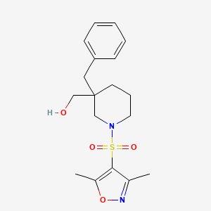 molecular formula C18H24N2O4S B6117154 {3-benzyl-1-[(3,5-dimethyl-4-isoxazolyl)sulfonyl]-3-piperidinyl}methanol 