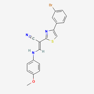 molecular formula C19H14BrN3OS B6117167 (E)-2-[4-(3-bromophenyl)-1,3-thiazol-2-yl]-3-(4-methoxyanilino)prop-2-enenitrile 