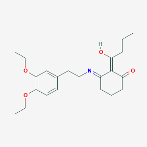 molecular formula C22H31NO4 B6117197 2-butyryl-3-{[2-(3,4-diethoxyphenyl)ethyl]amino}cyclohex-2-en-1-one 