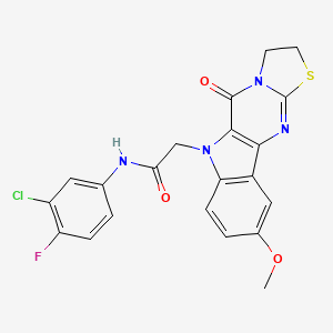 molecular formula C21H16ClFN4O3S B6117222 N-(3-chloro-4-fluorophenyl)-2-(9-methoxy-5-oxo-2,3-dihydro[1,3]thiazolo[3',2':1,2]pyrimido[5,4-b]indol-6(5H)-yl)acetamide 