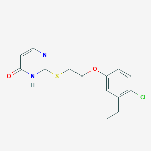 molecular formula C15H17ClN2O2S B6117226 2-{[2-(4-chloro-3-ethylphenoxy)ethyl]thio}-6-methyl-4-pyrimidinol 