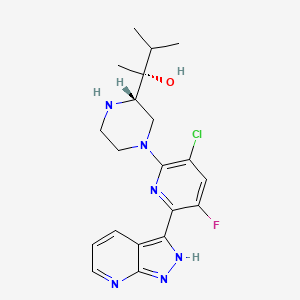 molecular formula C20H24ClFN6O B611724 (R)-2-((S)-4-(3-chloro-5-fluoro-6-(1H-pyrazolo[3,4-b]pyridin-3-yl)pyridin-2-yl)piperazin-2-yl)-3-methylbutan-2-ol CAS No. 1321924-70-2