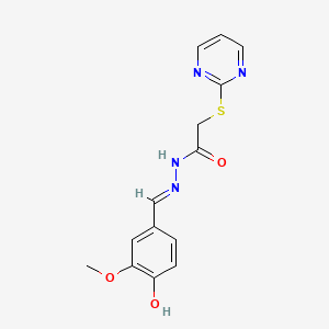 molecular formula C14H14N4O3S B6117303 N'-(4-hydroxy-3-methoxybenzylidene)-2-(2-pyrimidinylthio)acetohydrazide 