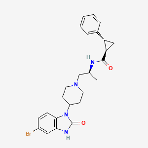 molecular formula C25H29BrN4O2 B611731 (1R,2R)-N-((S)-1-(4-(5-Bromo-2-oxo-2,3-dihydro-1H-benzo[d]imidazol-1-yl)piperidin-1-yl)propan-2-yl)-2-phenylcyclopropanecarboxamide CAS No. 1246303-14-9
