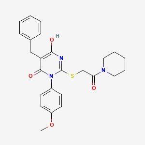 molecular formula C25H27N3O4S B6117321 5-benzyl-6-hydroxy-3-(4-methoxyphenyl)-2-{[2-oxo-2-(1-piperidinyl)ethyl]thio}-4(3H)-pyrimidinone 