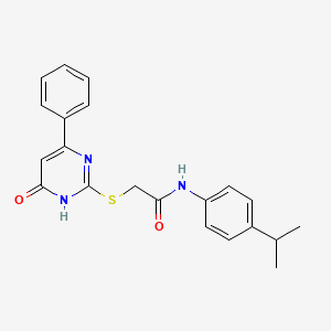 molecular formula C21H21N3O2S B6117333 N-(4-isopropylphenyl)-2-[(6-oxo-4-phenyl-1,6-dihydro-2-pyrimidinyl)thio]acetamide 