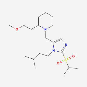 molecular formula C20H37N3O3S B6117343 1-{[2-(isopropylsulfonyl)-1-(3-methylbutyl)-1H-imidazol-5-yl]methyl}-2-(2-methoxyethyl)piperidine 