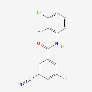 molecular formula C14H7ClF2N2O B611739 N-(3-chloro-2-fluorophenyl)-3-cyano-5-fluorobenzamide CAS No. 1243310-20-4