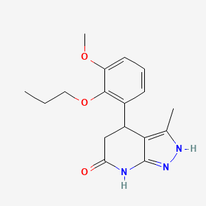 molecular formula C17H21N3O3 B6117395 4-(3-methoxy-2-propoxyphenyl)-3-methyl-1,4,5,7-tetrahydro-6H-pyrazolo[3,4-b]pyridin-6-one 