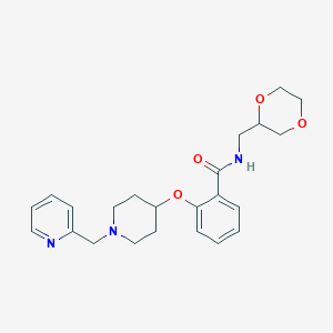 molecular formula C23H29N3O4 B6117404 N-(1,4-dioxan-2-ylmethyl)-2-{[1-(2-pyridinylmethyl)-4-piperidinyl]oxy}benzamide 