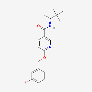 molecular formula C19H23FN2O2 B611741 N-[(2R)-3,3-dimethylbutan-2-yl]-6-[(3-fluorophenyl)methoxy]pyridine-3-carboxamide CAS No. 1276013-77-4