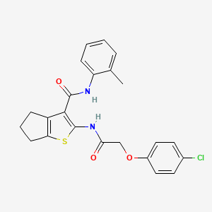 molecular formula C23H21ClN2O3S B6117422 2-{[(4-chlorophenoxy)acetyl]amino}-N-(2-methylphenyl)-5,6-dihydro-4H-cyclopenta[b]thiophene-3-carboxamide 