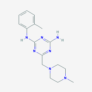 molecular formula C16H23N7 B6117430 N-(2-methylphenyl)-6-[(4-methyl-1-piperazinyl)methyl]-1,3,5-triazine-2,4-diamine 