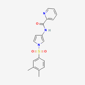 molecular formula C18H17N3O3S B611744 N-[1-(3,4-dimethylphenyl)sulfonylpyrrol-3-yl]pyridine-2-carboxamide CAS No. 1296731-74-2