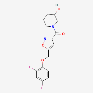 molecular formula C16H16F2N2O4 B6117469 1-({5-[(2,4-difluorophenoxy)methyl]-3-isoxazolyl}carbonyl)-3-piperidinol 