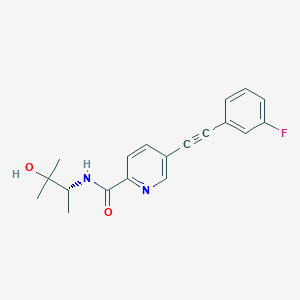 molecular formula C19H19FN2O2 B611749 5-[2-(3-fluorophenyl)ethynyl]-N-[(2R)-3-hydroxy-3-methylbutan-2-yl]pyridine-2-carboxamide CAS No. 1428630-85-6