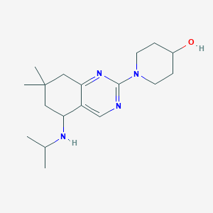 molecular formula C18H30N4O B6117505 1-[5-(isopropylamino)-7,7-dimethyl-5,6,7,8-tetrahydro-2-quinazolinyl]-4-piperidinol 