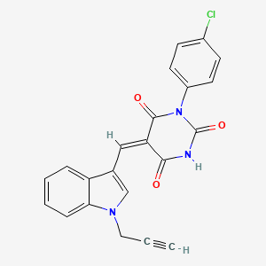 molecular formula C22H14ClN3O3 B6117516 1-(4-chlorophenyl)-5-{[1-(2-propyn-1-yl)-1H-indol-3-yl]methylene}-2,4,6(1H,3H,5H)-pyrimidinetrione 