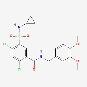 molecular formula C19H20Cl2N2O5S B6117528 2,4-dichloro-5-[(cyclopropylamino)sulfonyl]-N-(3,4-dimethoxybenzyl)benzamide 