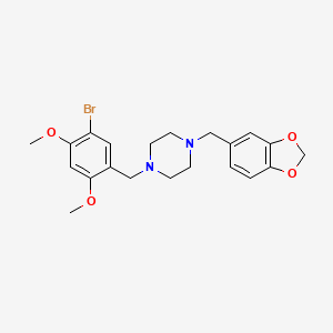 molecular formula C21H25BrN2O4 B6117568 1-(1,3-benzodioxol-5-ylmethyl)-4-(5-bromo-2,4-dimethoxybenzyl)piperazine 