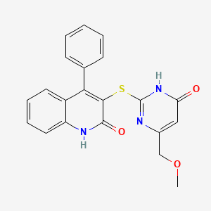 molecular formula C21H17N3O3S B6117643 3-{[4-hydroxy-6-(methoxymethyl)-2-pyrimidinyl]thio}-4-phenyl-2(1H)-quinolinone 